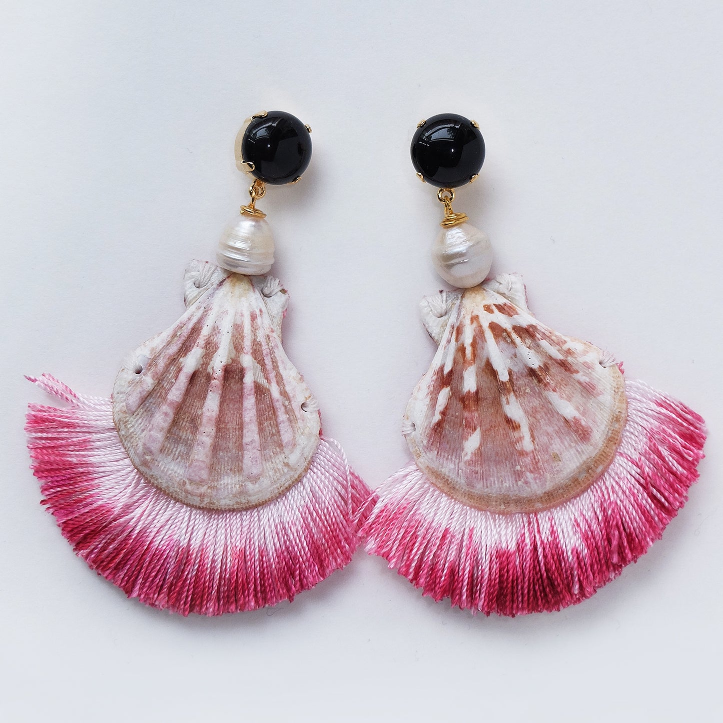 Shell Tassel Earrings -Ombré Pink