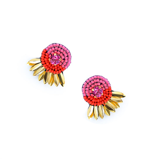 Athena Stud Earrings - Pink/Red
