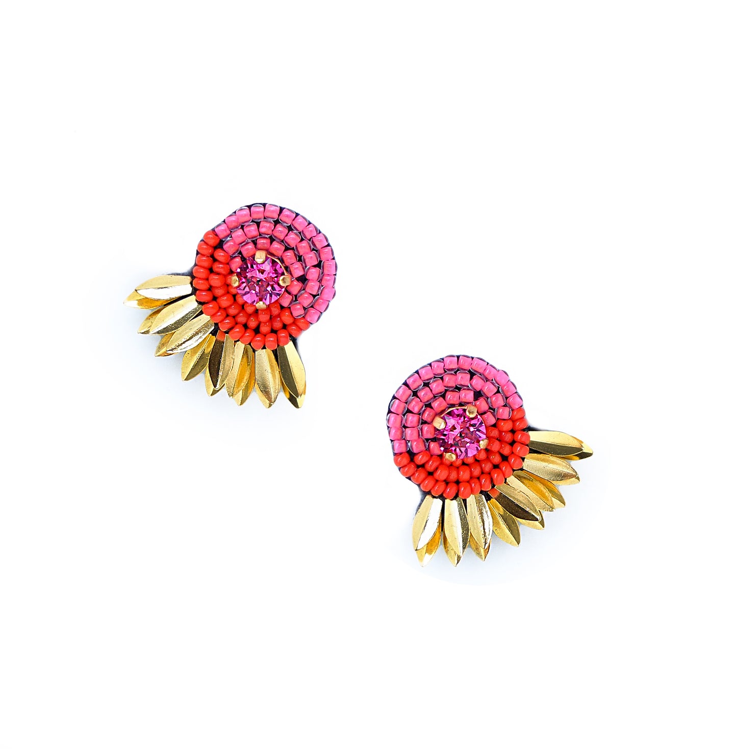 Athena Stud Earrings - Pink/Red