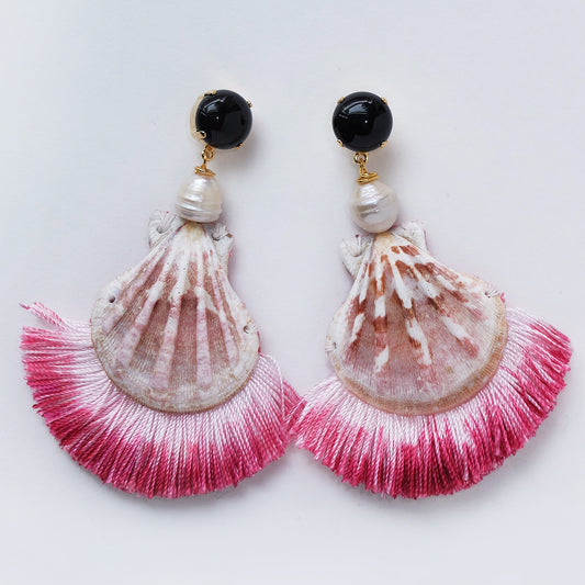 Shell Tassel Earrings -Ombré Pink